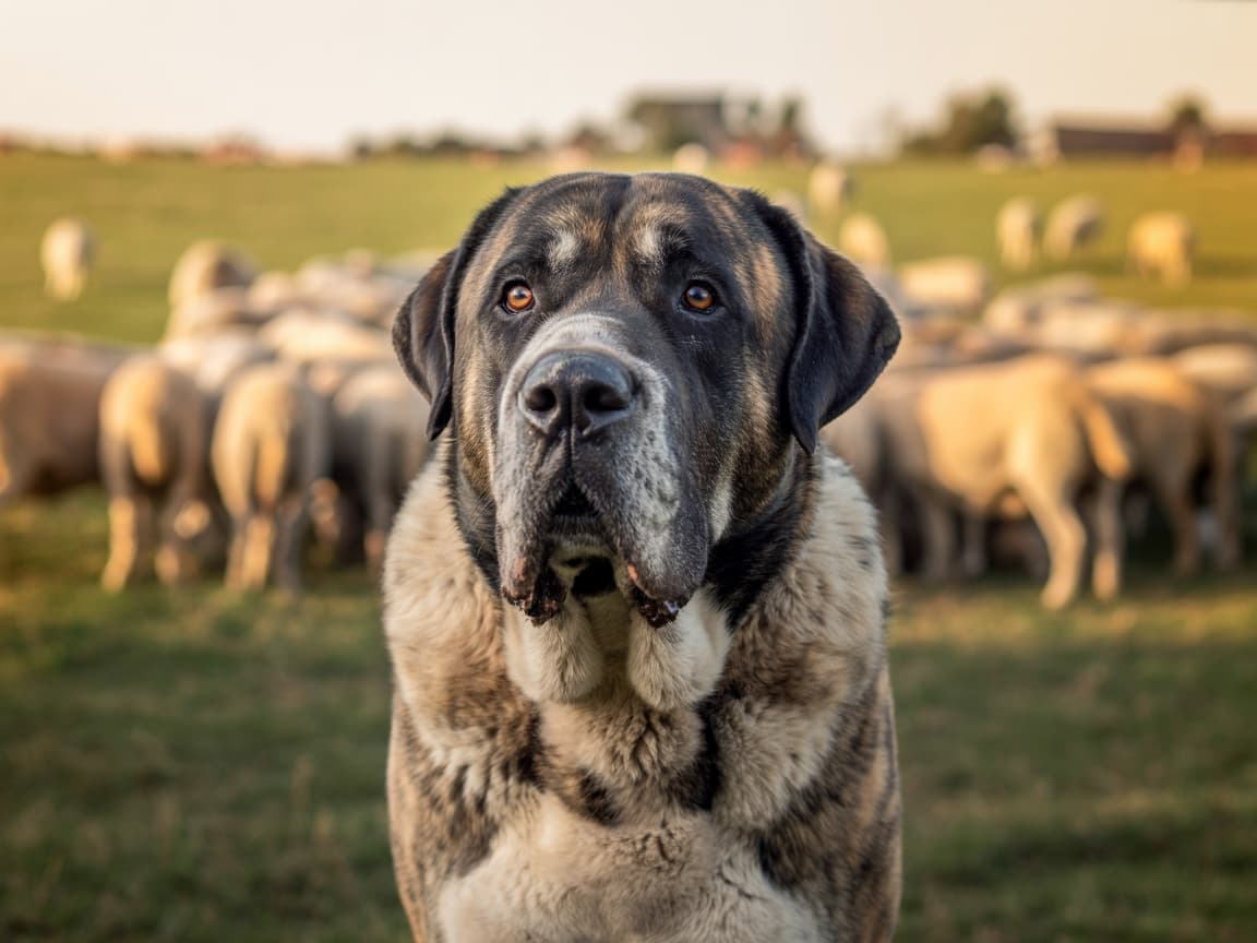 Mastim leonês a guardar um rebanho na Senda del Oso